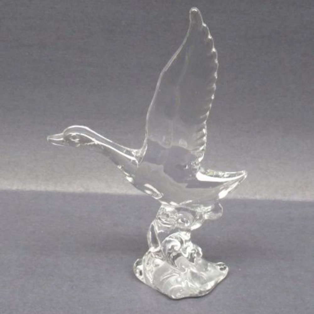 A. H. Heisey and Company Crystal MALLARD DUCK WINGS UP Figurine
